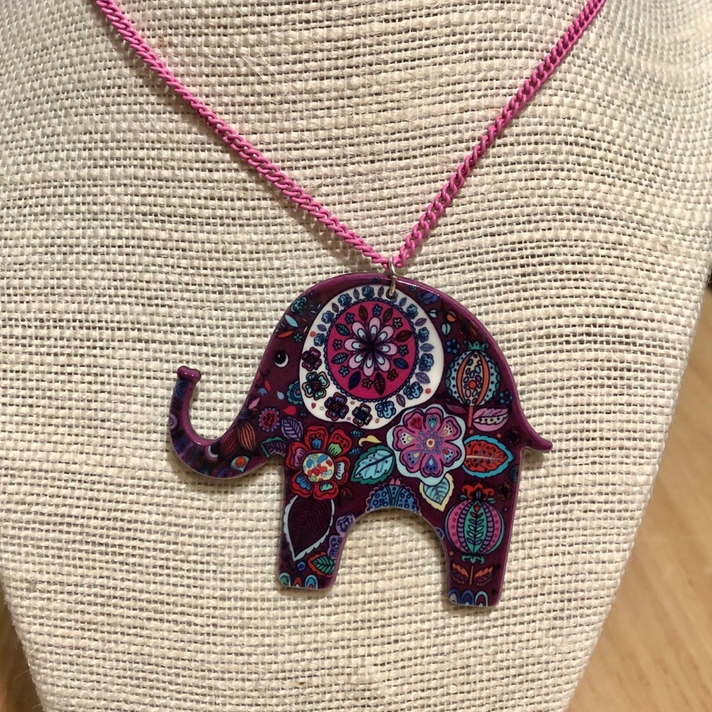 mandala design elephant necklace